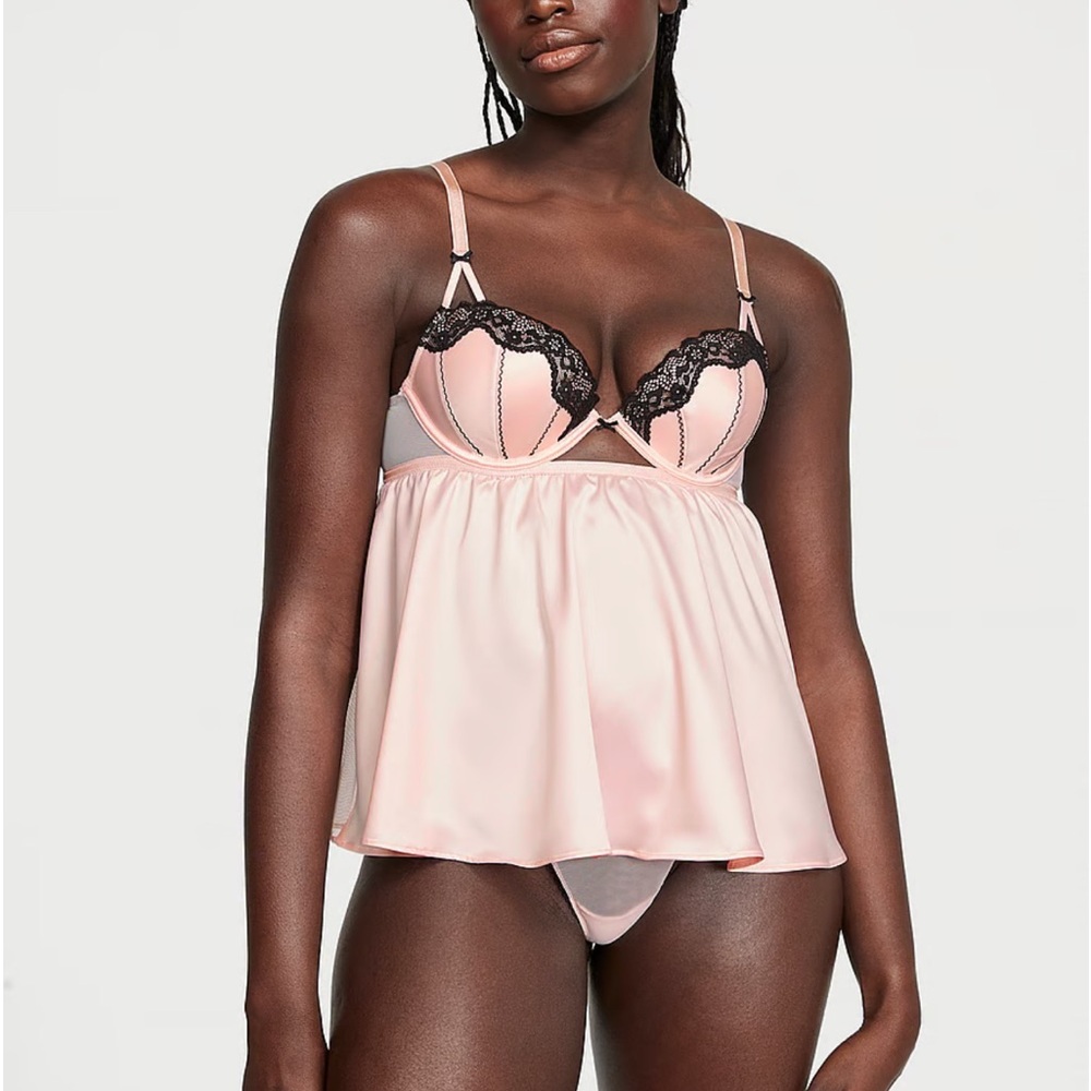 VERY SEXY
Tease Satin Push-Up Babydoll Set